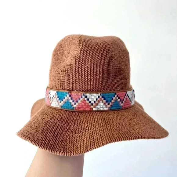 PrAna Cybil Knit Fedora Hemp and Organic Cotton Floppy Brown Hat One Size - Picture 6 of 9